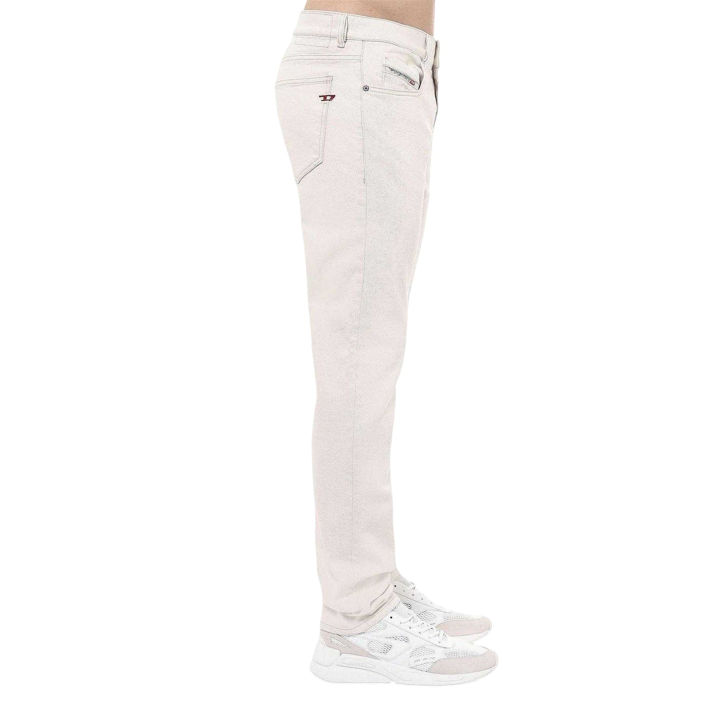 White - Side - Diesel Mens 2019 D-Strukt Denim Mid Rise Slim Jeans