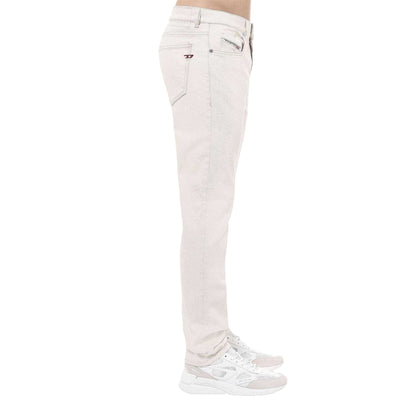 White - Side - Diesel Mens 2019 D-Strukt Denim Mid Rise Slim Jeans