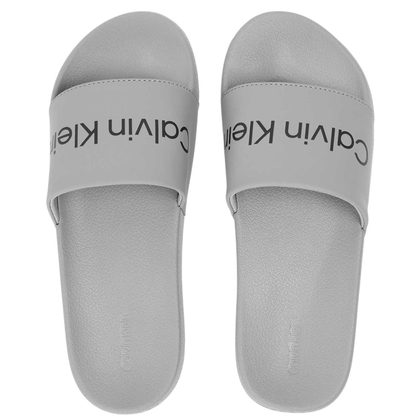 Grey-Black - Side - Calvin Klein Mens Flat Sliders