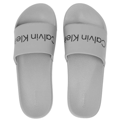 Grey-Black - Side - Calvin Klein Mens Flat Sliders