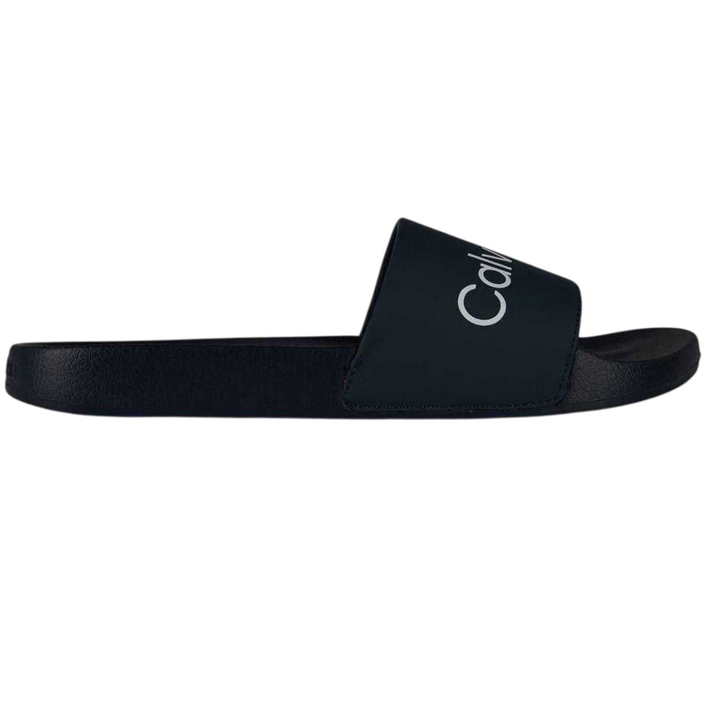 Navy-White - Front - Calvin Klein Mens Flat Sliders