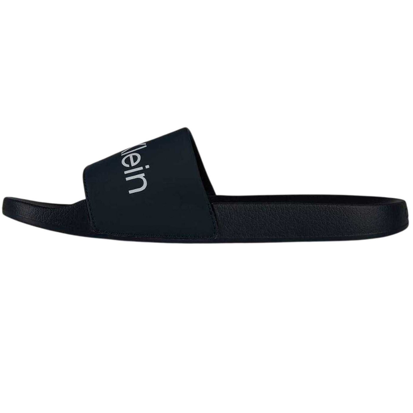 Navy-White - Side - Calvin Klein Mens Flat Sliders