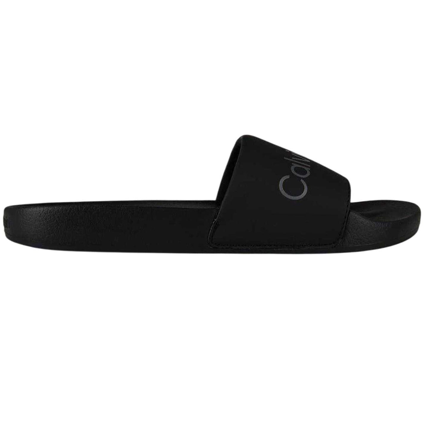 Black-Grey - Front - Calvin Klein Mens Flat Sliders