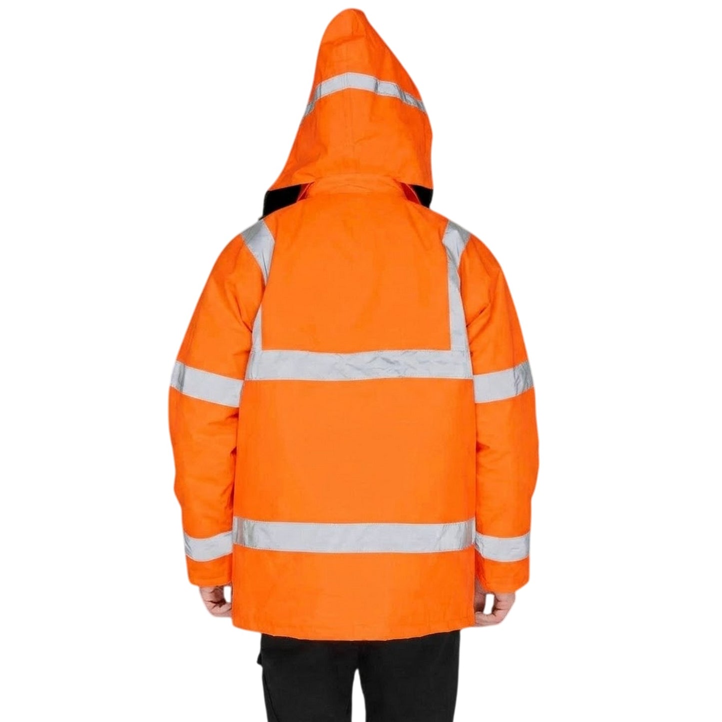 Orange - Back - Dunlop Unisex Adult Hi-Vis Safety Parka