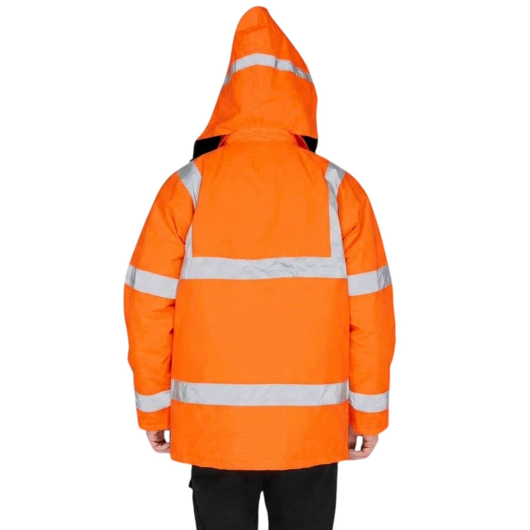 Orange - Back - Dunlop Unisex Adult Hi-Vis Safety Parka