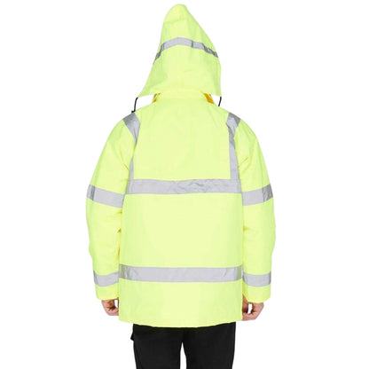 Yellow - Back - Dunlop Unisex Adult Hi-Vis Safety Parka