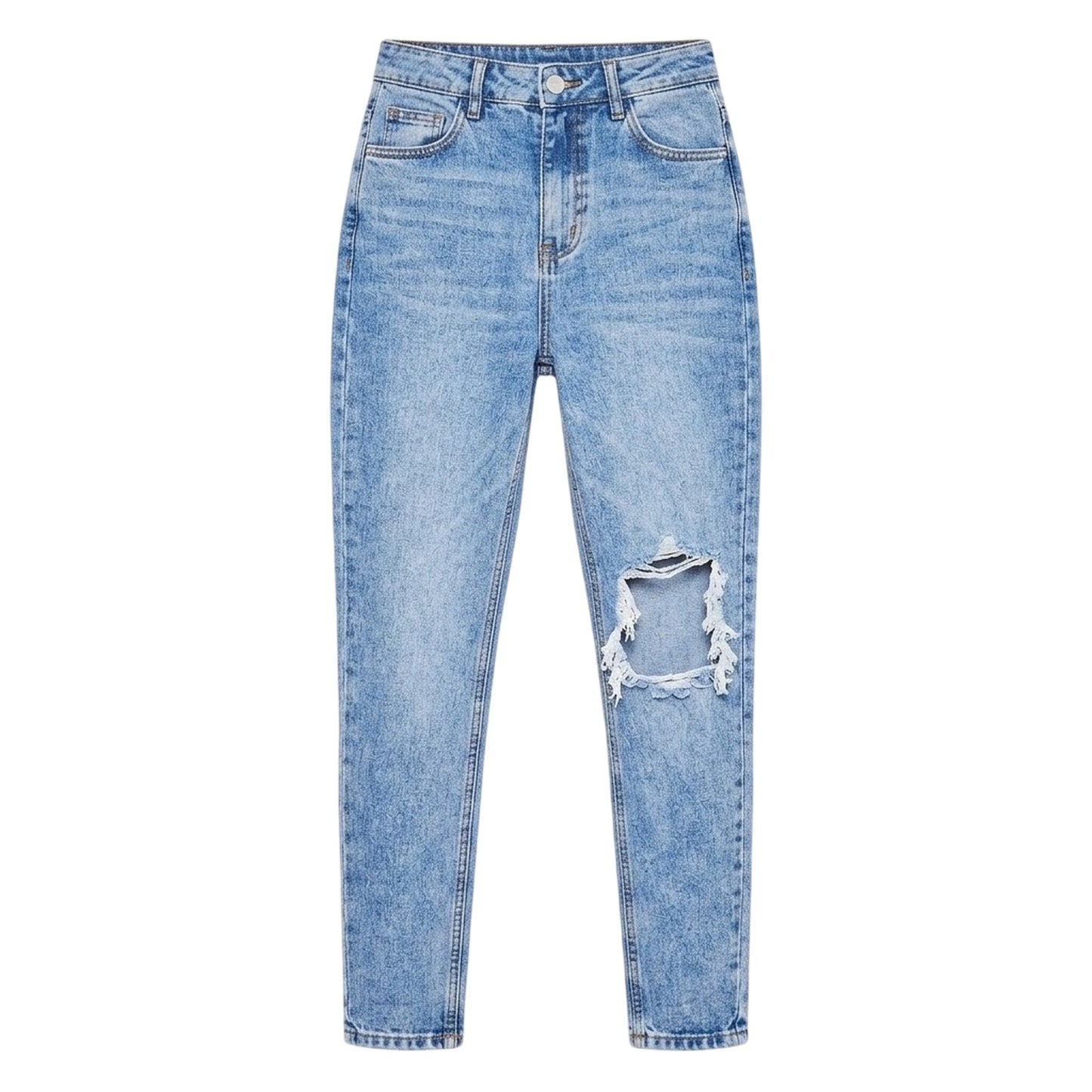 Denim - Front - Missy Empire Womens-Ladies Washed Ripped Straight Leg Jeans
