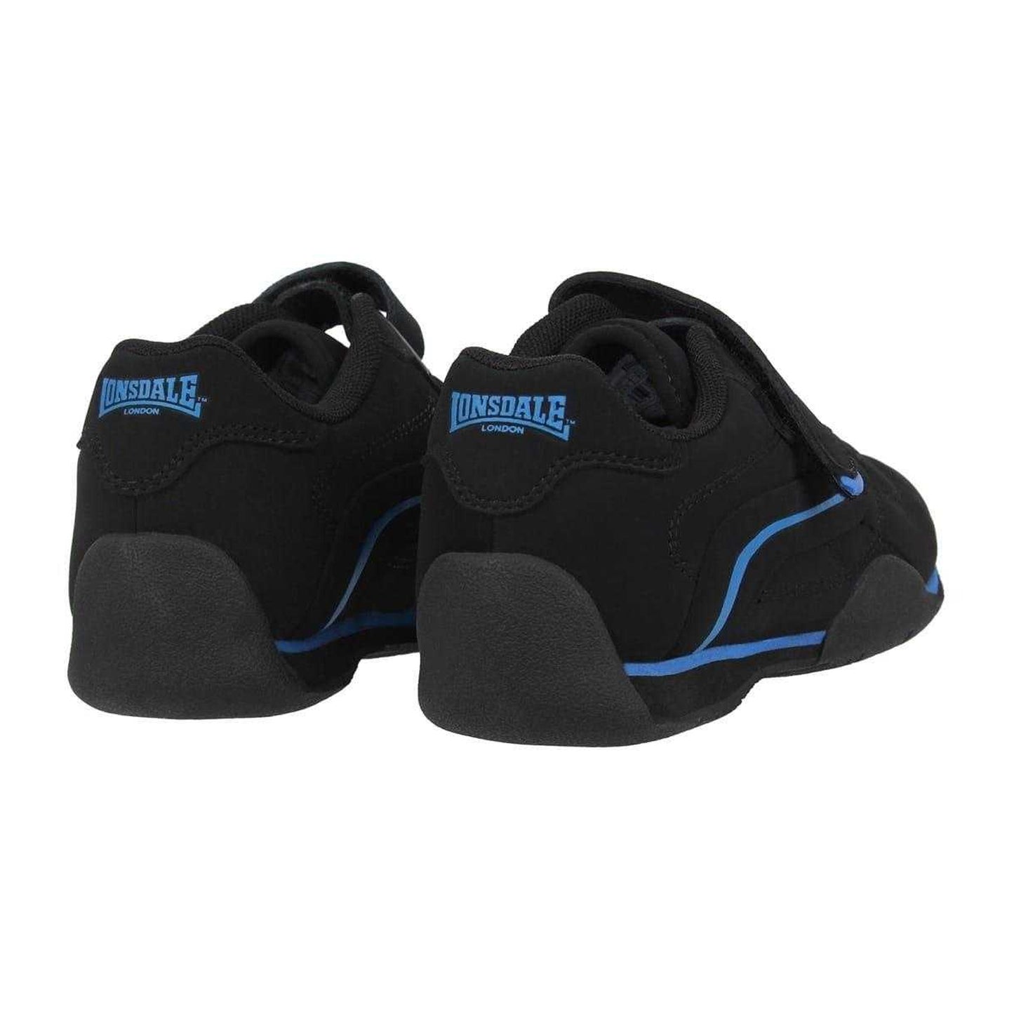 Black-Blue - Back - Lonsdale Childrens-Kids Camden Hook and Loop Trainers