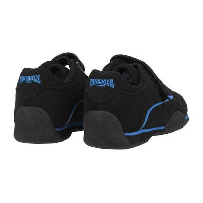 Black-Blue - Back - Lonsdale Childrens-Kids Camden Hook and Loop Trainers