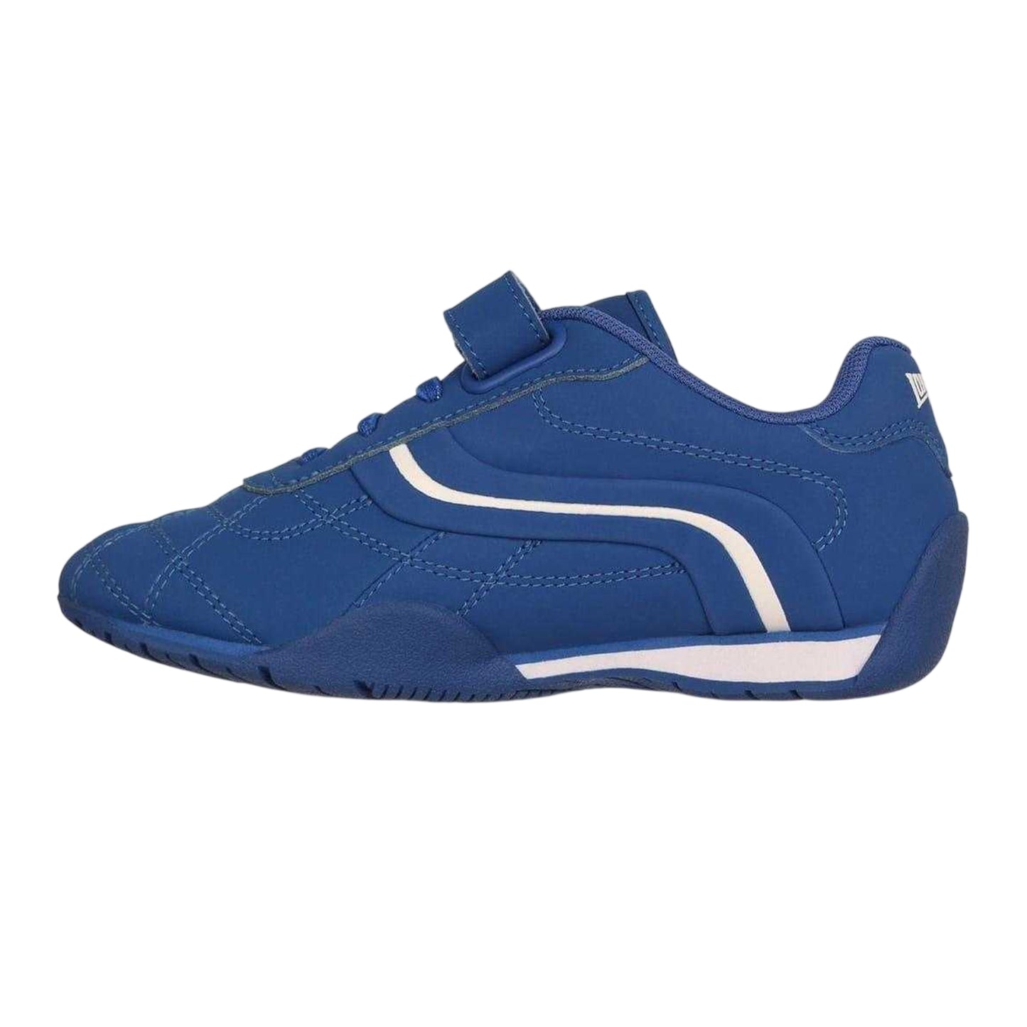 Blue - Side - Lonsdale Childrens-Kids Camden Hook and Loop Trainers