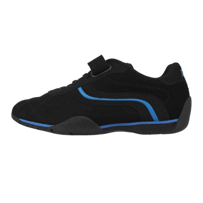 Black-Blue - Side - Lonsdale Childrens-Kids Camden Hook and Loop Trainers