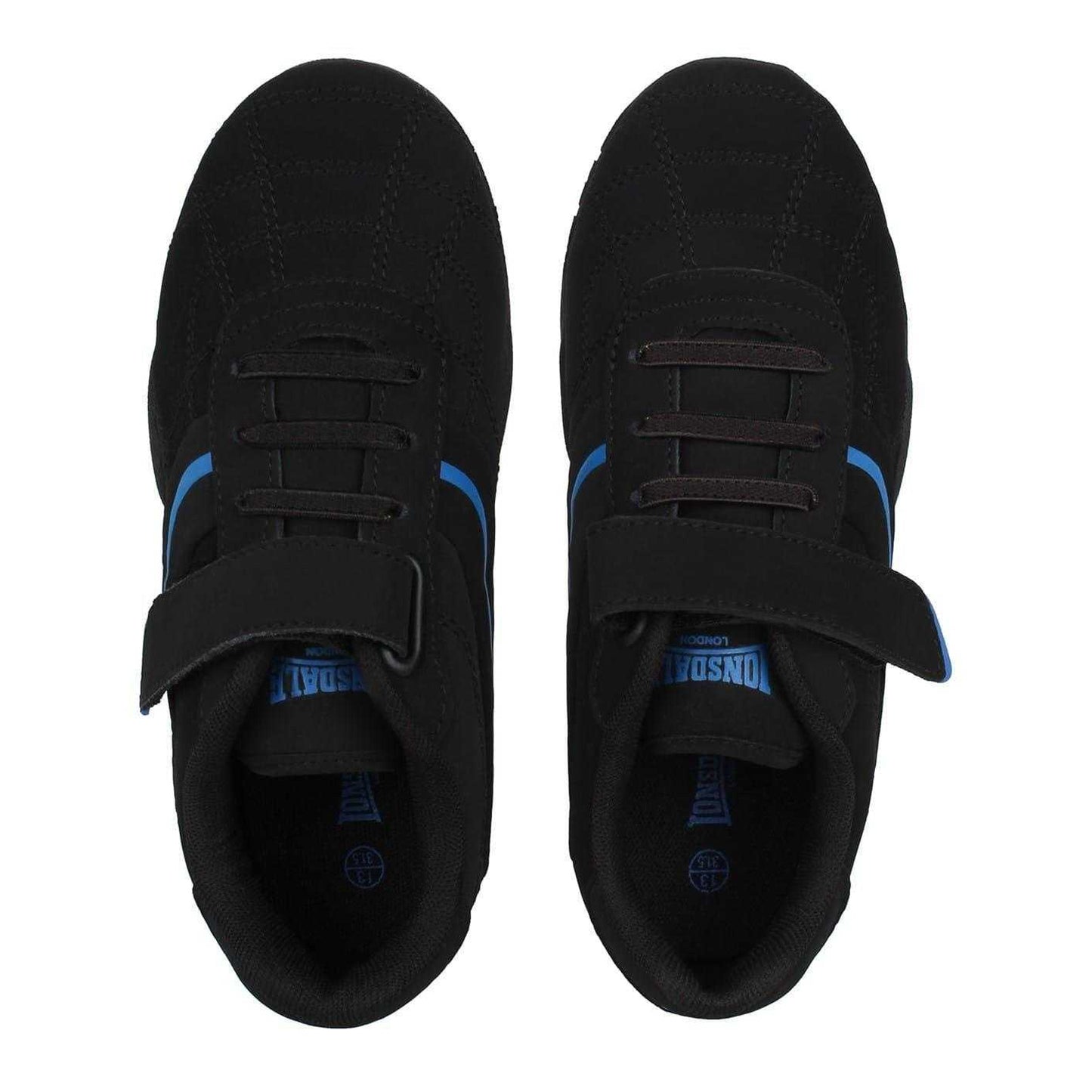 Black-Blue - Lifestyle - Lonsdale Childrens-Kids Camden Hook and Loop Trainers