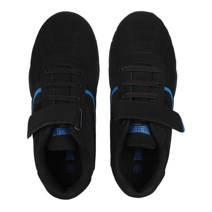 Black-Blue - Lifestyle - Lonsdale Childrens-Kids Camden Hook and Loop Trainers