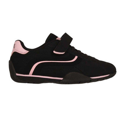 Black-Cerise - Front - Lonsdale Childrens-Kids Camden Hook and Loop Trainers