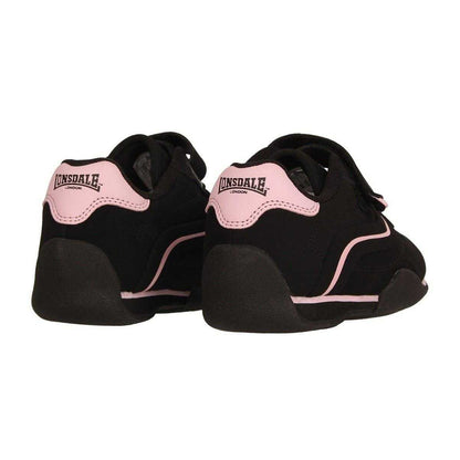 Black-Cerise - Back - Lonsdale Childrens-Kids Camden Hook and Loop Trainers