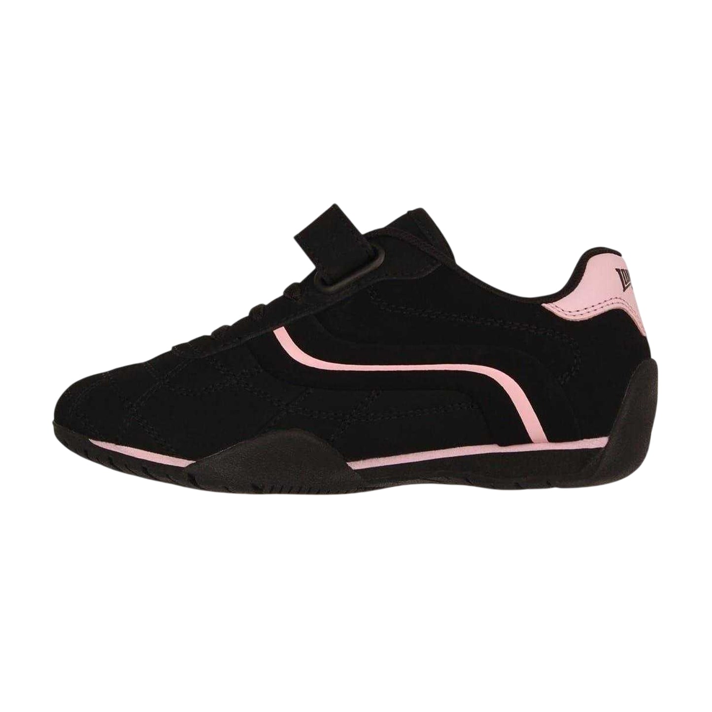 Black-Cerise - Side - Lonsdale Childrens-Kids Camden Hook and Loop Trainers