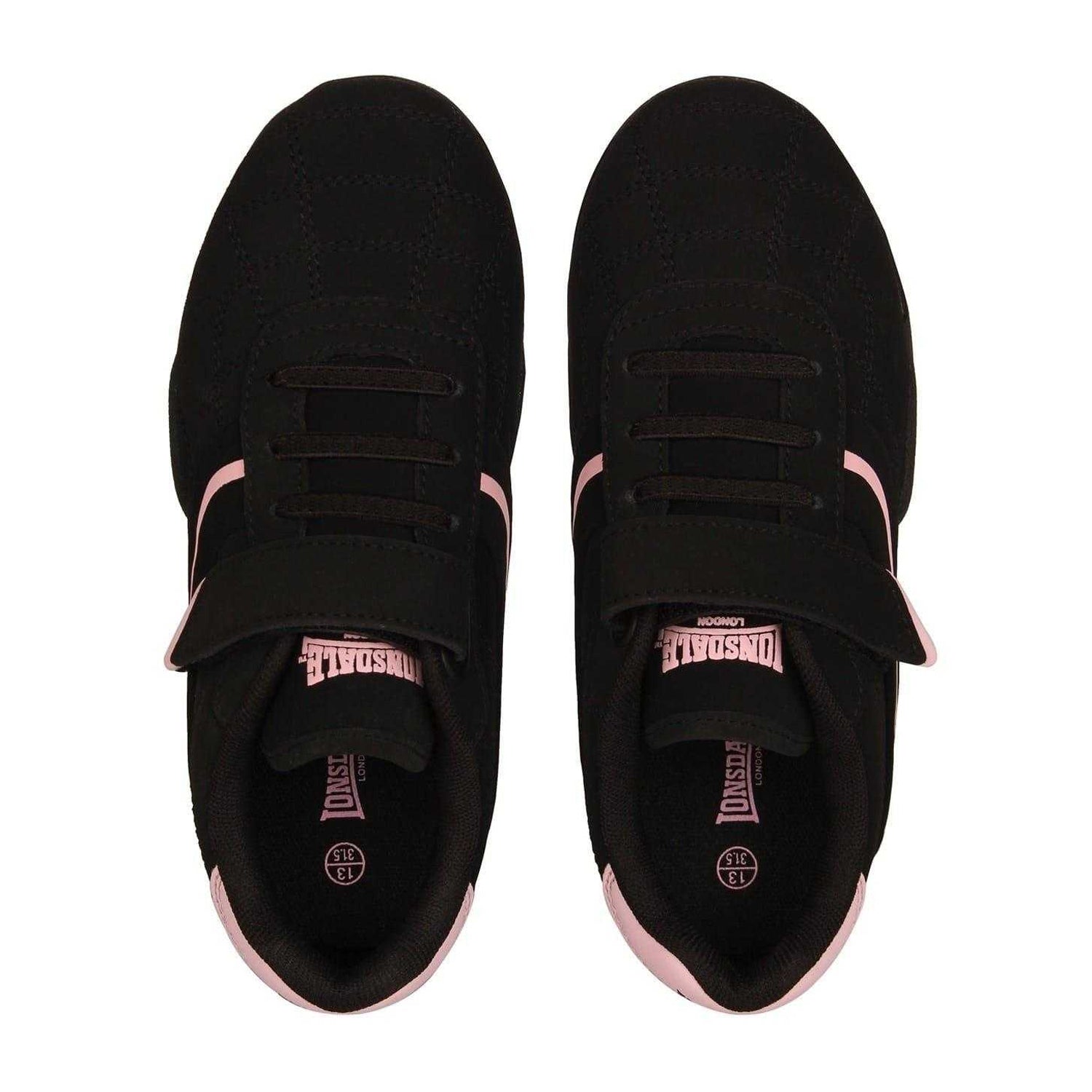 Black-Cerise - Lifestyle - Lonsdale Childrens-Kids Camden Hook and Loop Trainers