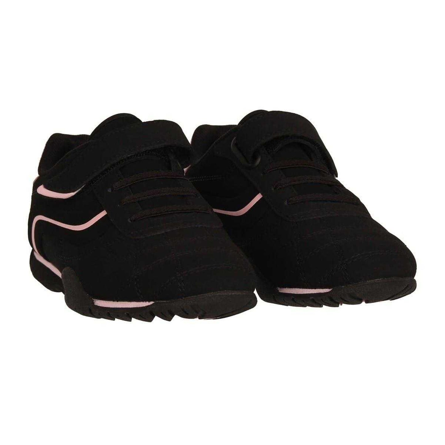 Black-Cerise - Pack Shot - Lonsdale Childrens-Kids Camden Hook and Loop Trainers