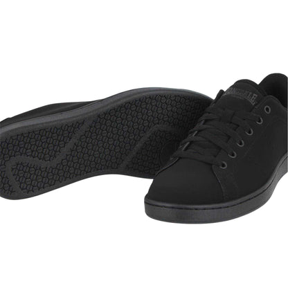 Black - Side - Lonsdale Mens Leyton Leather Flat Trainers
