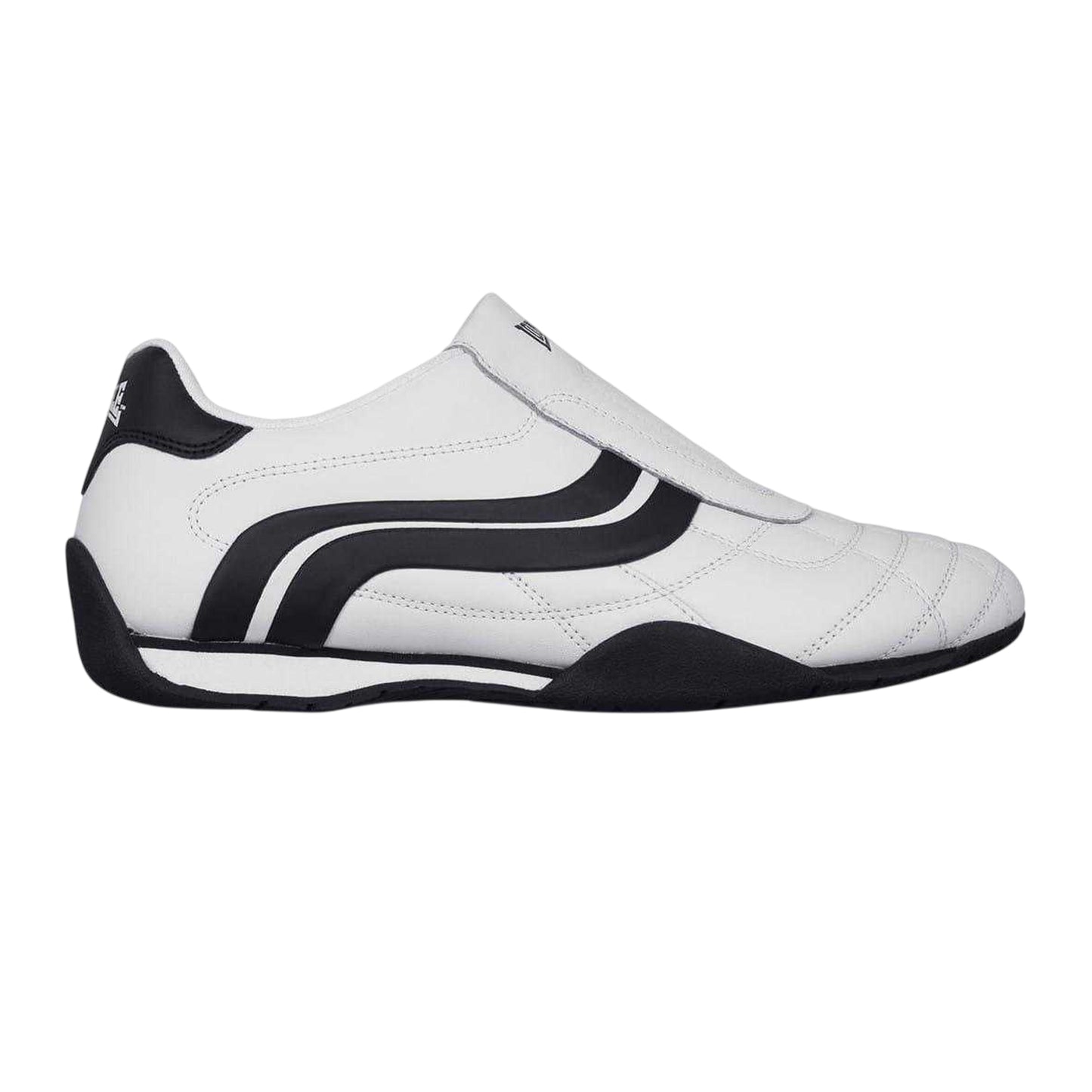 White-Navy - Front - Lonsdale Mens Camden Leather Slip-on Trainers
