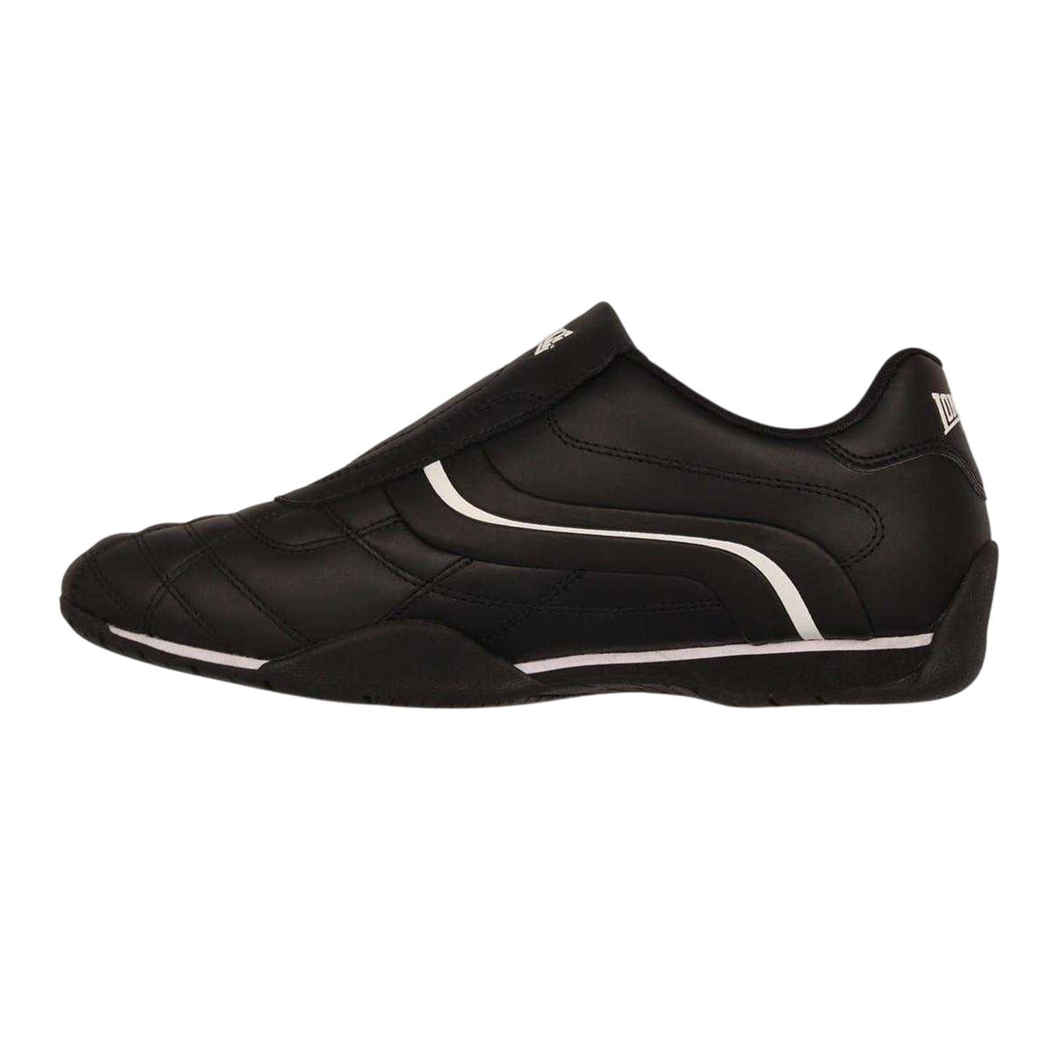 Black - Side - Lonsdale Mens Camden Leather Slip-on Trainers