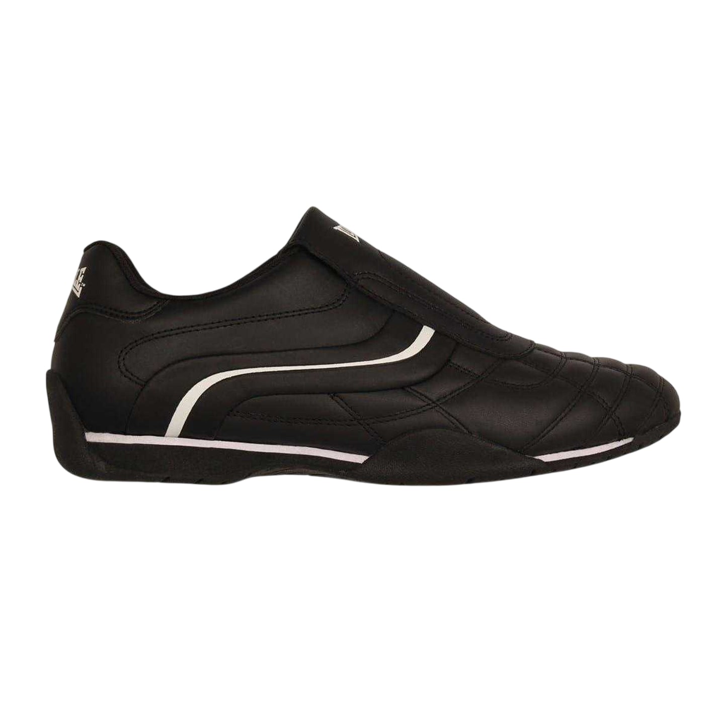 Black-White - Front - Lonsdale Mens Camden Leather Slip-on Trainers