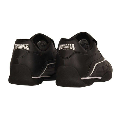 Black-White - Back - Lonsdale Mens Camden Leather Slip-on Trainers