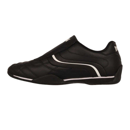 Black-White - Side - Lonsdale Mens Camden Leather Slip-on Trainers