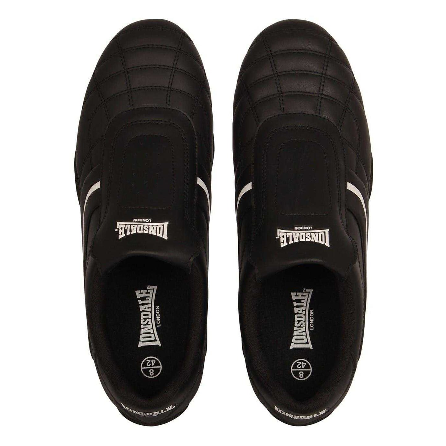 Black-White - Lifestyle - Lonsdale Mens Camden Leather Slip-on Trainers