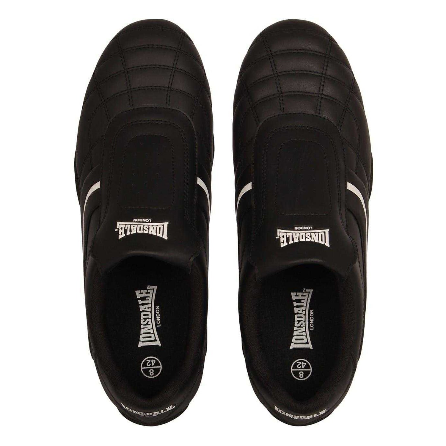 Black-White - Lifestyle - Lonsdale Mens Camden Leather Slip-on Trainers