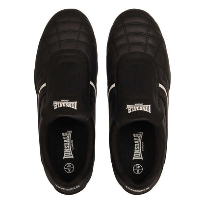 Black-White - Lifestyle - Lonsdale Mens Camden Leather Slip-on Trainers