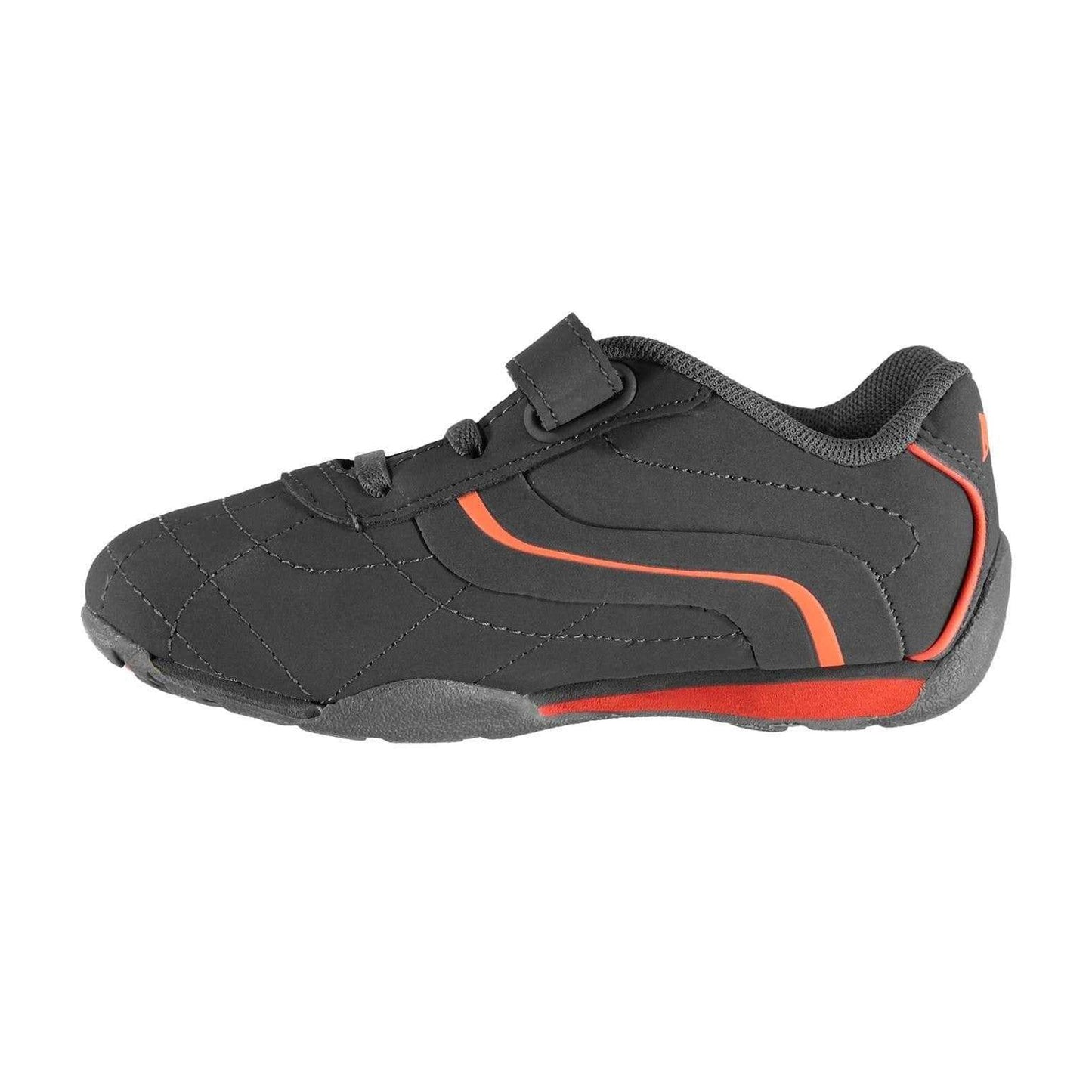 Charcoal-Orange - Back - Lonsdale Childrens-Kids Camden Leather Hook and Loop Trainers