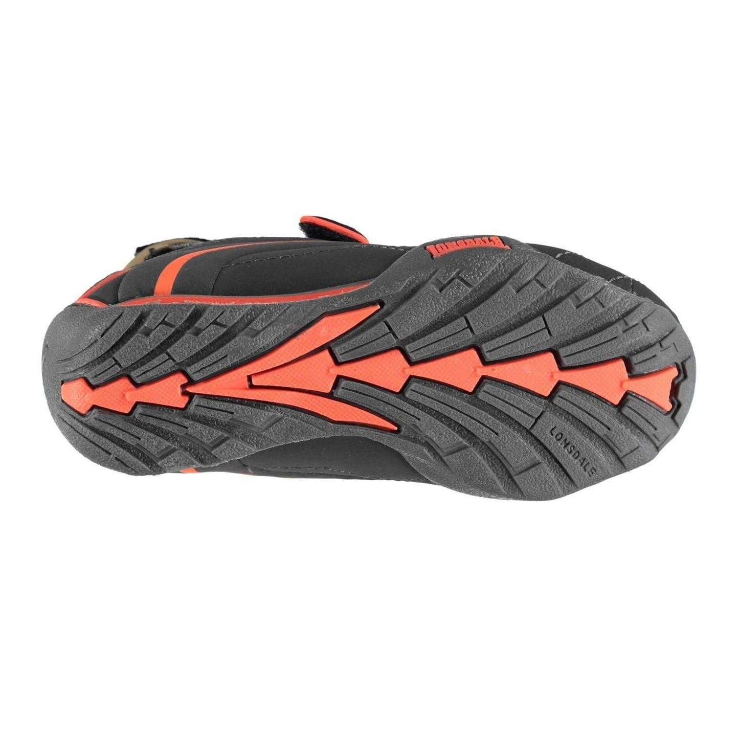 Charcoal-Orange - Lifestyle - Lonsdale Childrens-Kids Camden Leather Hook and Loop Trainers