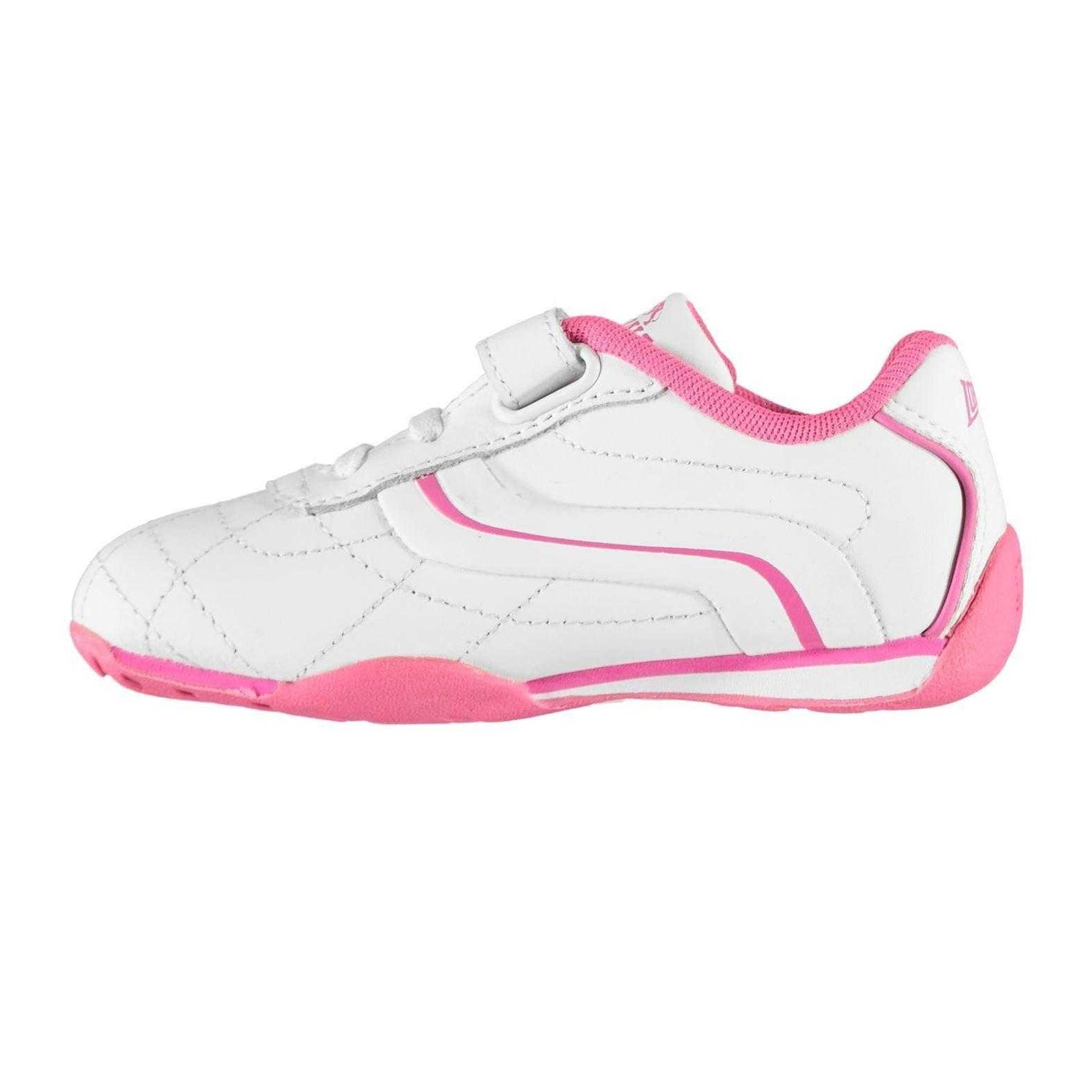 White-Cerise - Back - Lonsdale Childrens-Kids Camden Leather Hook and Loop Trainers