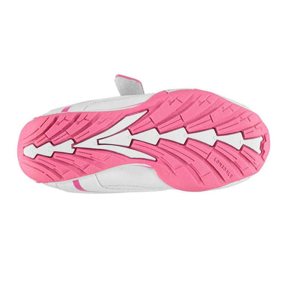 White-Cerise - Lifestyle - Lonsdale Childrens-Kids Camden Leather Hook and Loop Trainers