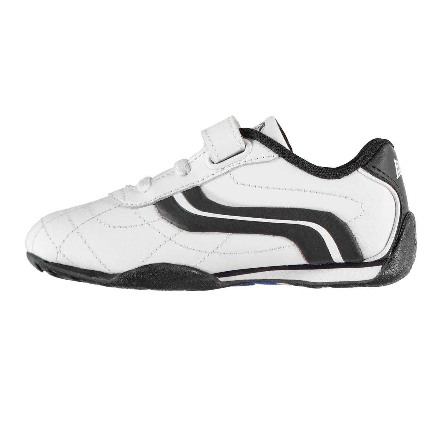 White-Navy - Back - Lonsdale Childrens-Kids Camden Leather Hook and Loop Trainers