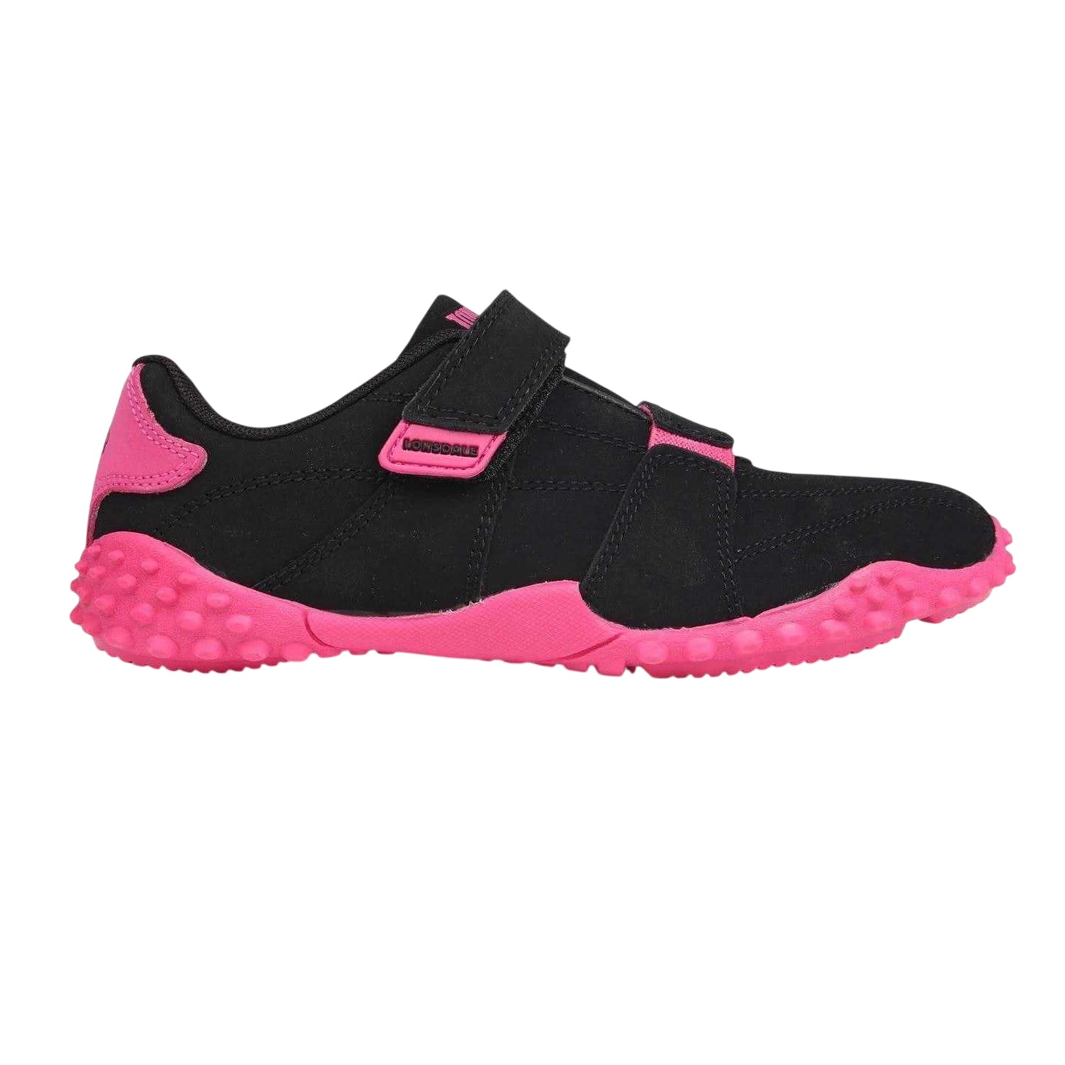 Black-Cerise - Front - Lonsdale Childrens-Kids Fulham Leather Trainers