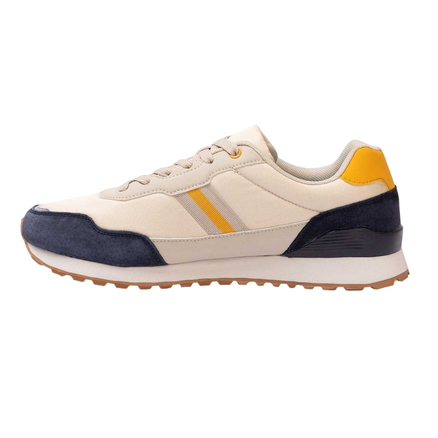 Beige-Navy - Back - Kappa Mens Draydon Logo Suede Low Cut Trainers