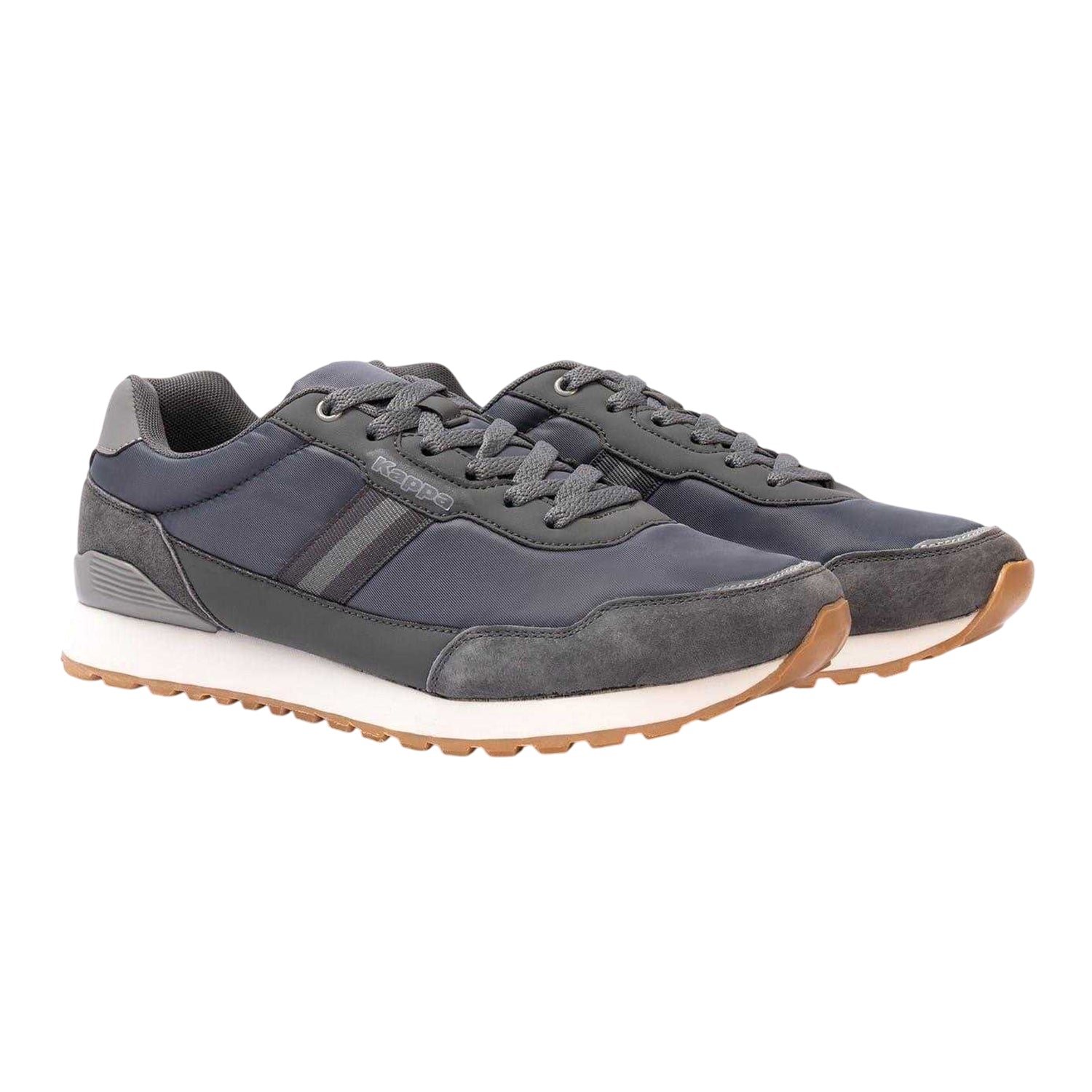Dark Grey - Lifestyle - Kappa Mens Draydon Logo Suede Low Cut Trainers