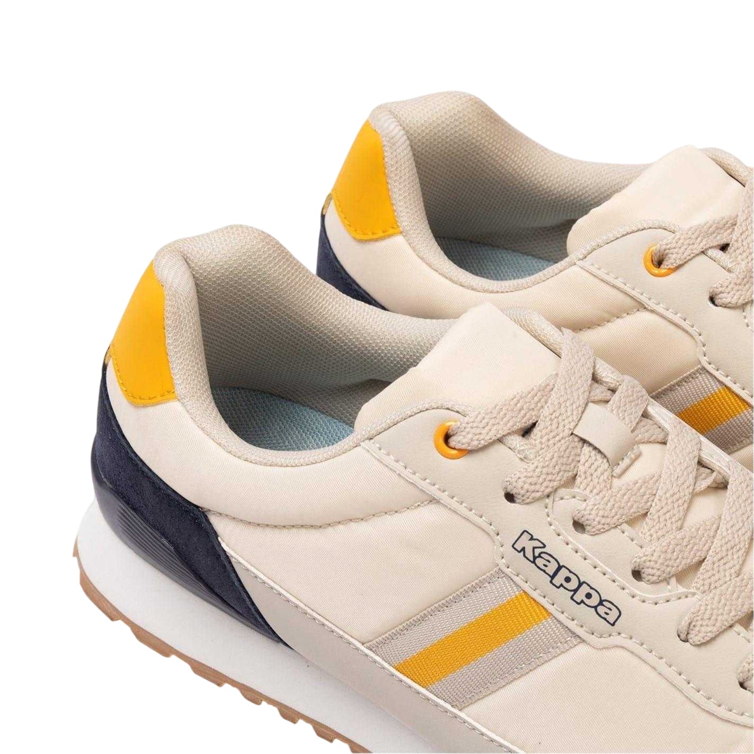 Beige-Navy - Side - Kappa Mens Draydon Logo Suede Low Cut Trainers