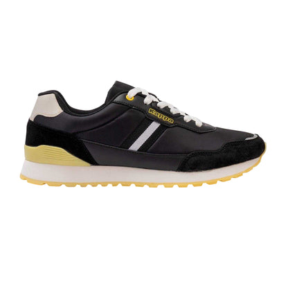 Black-Yellow - Front - Kappa Mens Draydon Logo Suede Low Cut Trainers