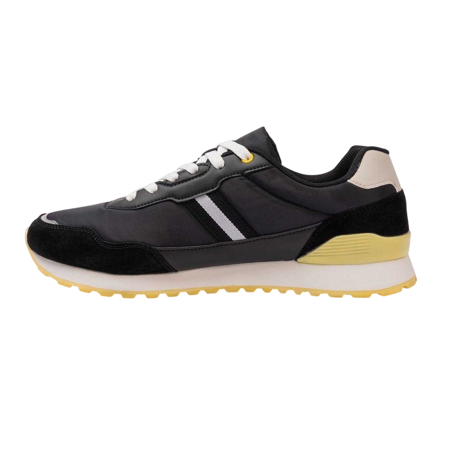Black-Yellow - Back - Kappa Mens Draydon Logo Suede Low Cut Trainers