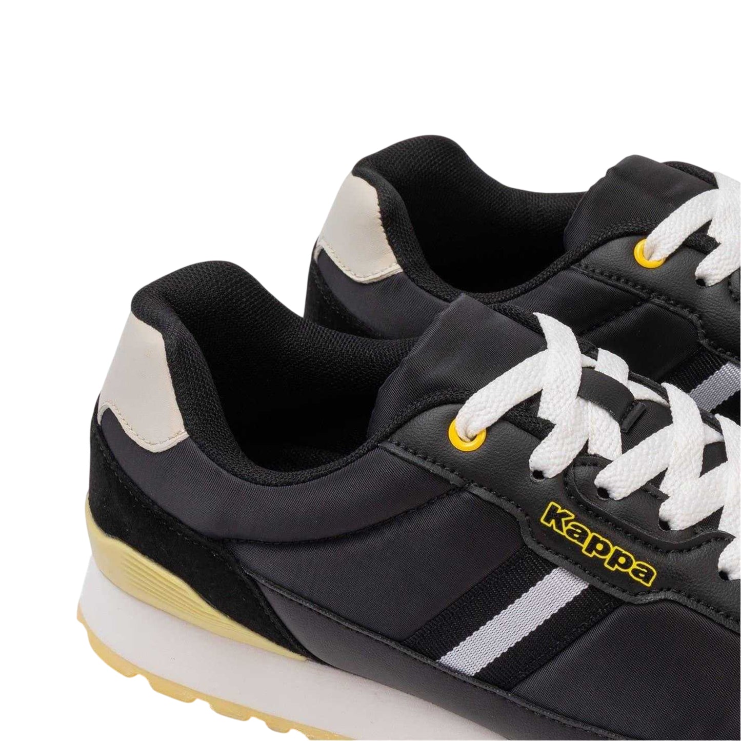 Black-Yellow - Side - Kappa Mens Draydon Logo Suede Low Cut Trainers
