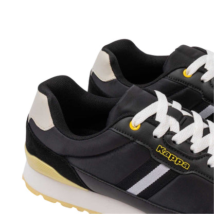 Black-Yellow - Side - Kappa Mens Draydon Logo Suede Low Cut Trainers