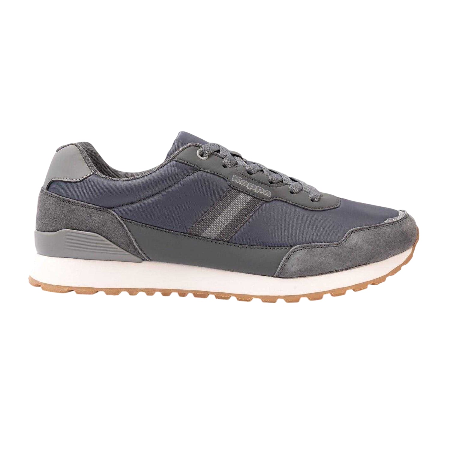 Dark Grey - Front - Kappa Mens Draydon Logo Suede Low Cut Trainers