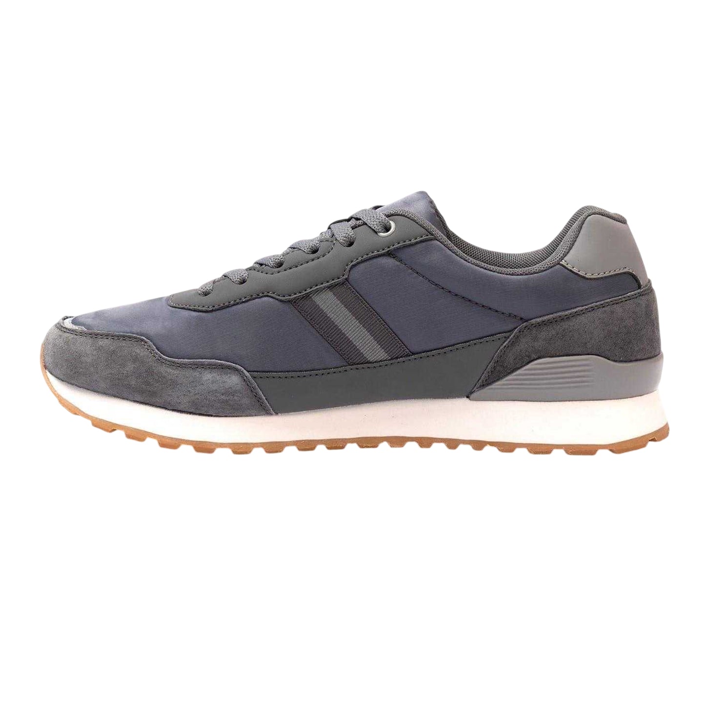 Dark Grey - Back - Kappa Mens Draydon Logo Suede Low Cut Trainers