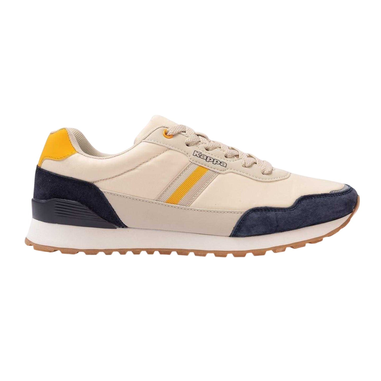 Beige-Navy - Front - Kappa Mens Draydon Logo Suede Low Cut Trainers