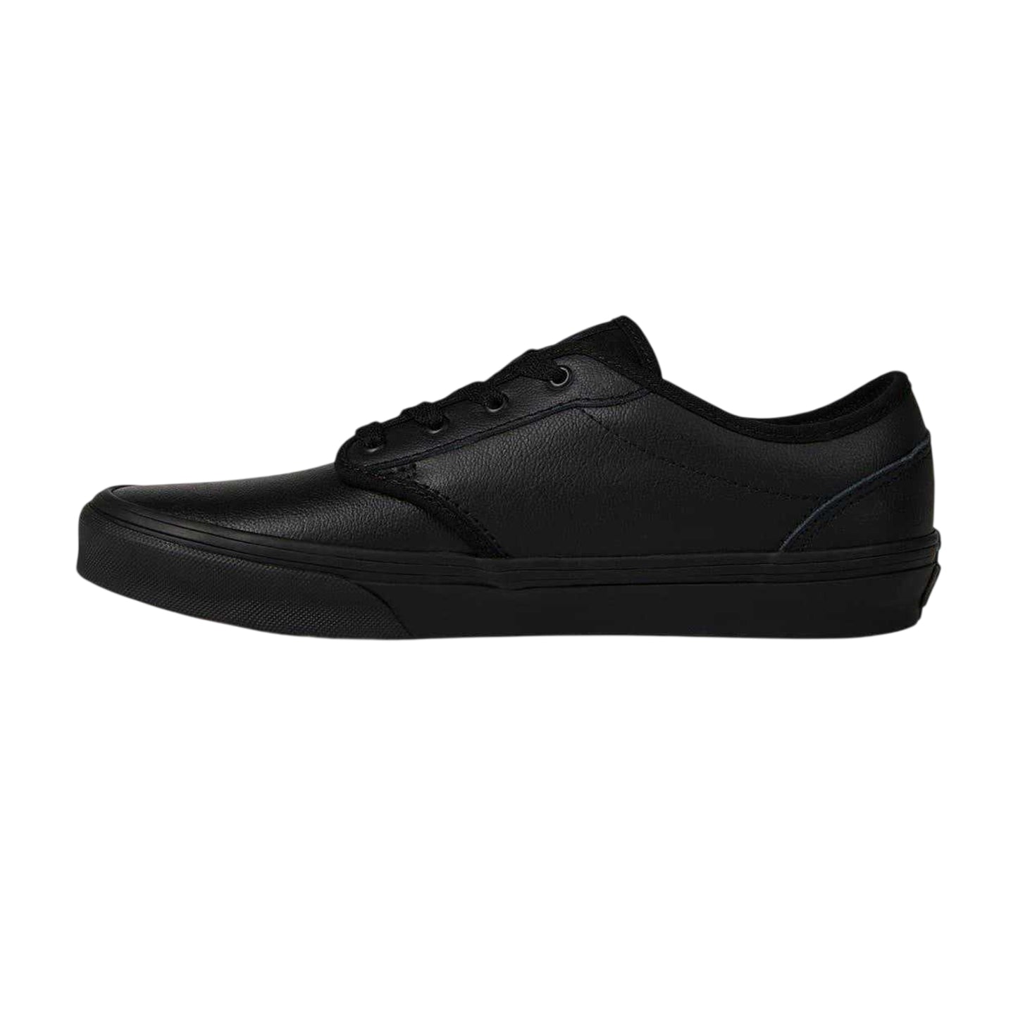 Black - Side - Vans Mens Atwood Leather Low Cut Flat Trainers
