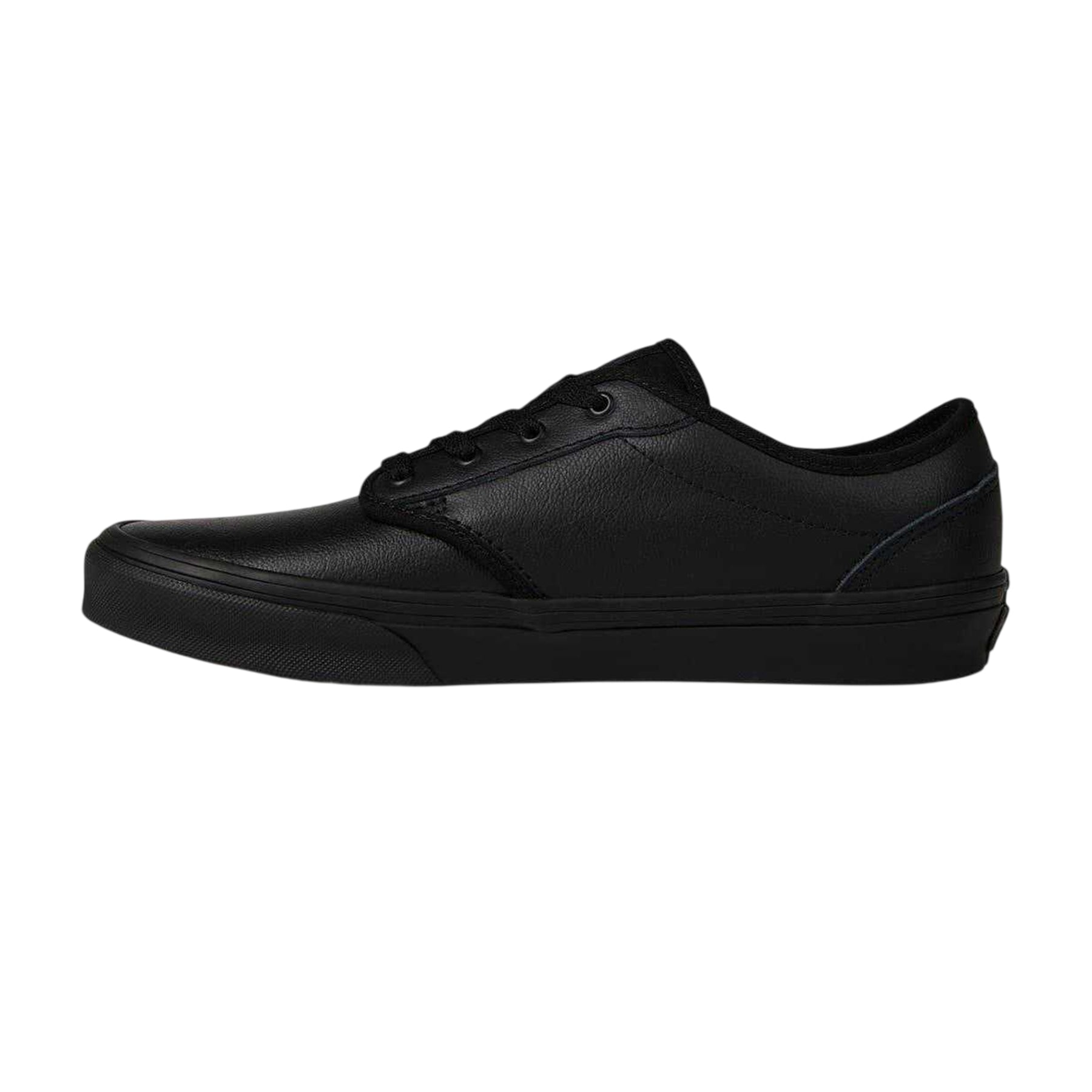 Black - Side - Vans Mens Atwood Leather Low Cut Flat Trainers