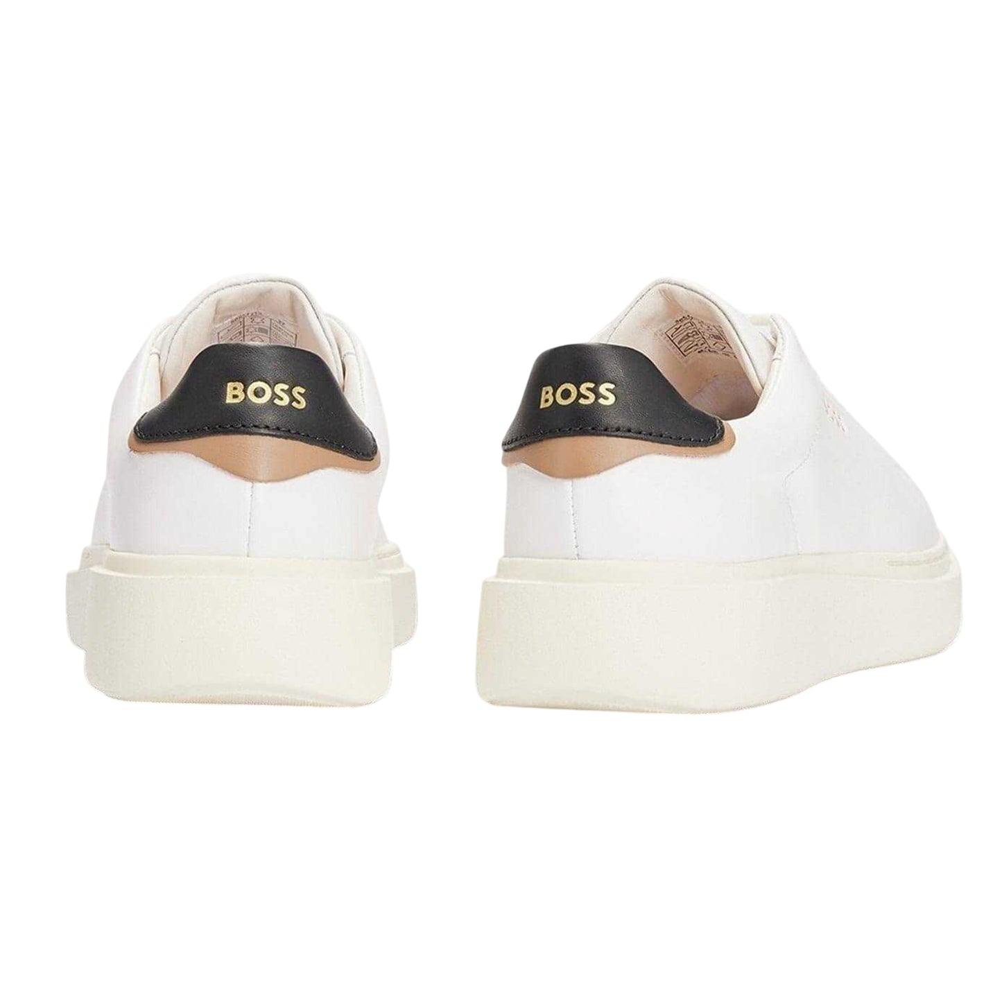 White - Back - Boss Womens-Ladies Amber Leather Running Platform Shoes